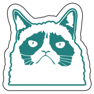 Grumpy Cat Sticker (Turquoise)